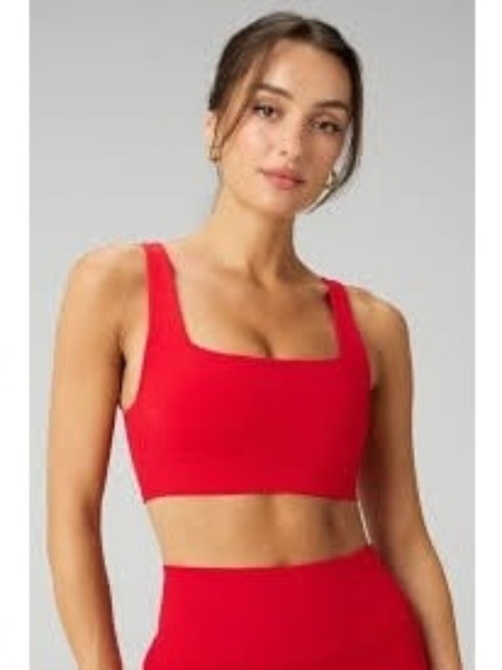 Fabletics Sleek Seamless Square Neck Low Impact Sports Bra Plus Size 3X Red